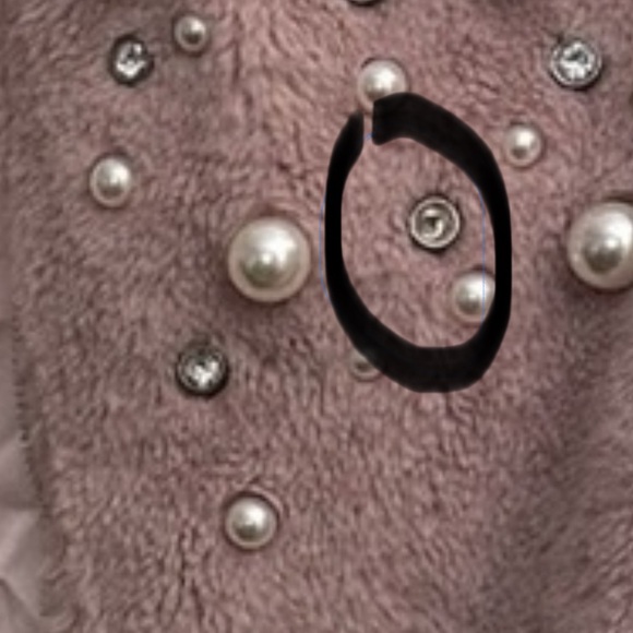 Girls Hannah Banana pink with pearl and crystal faux fur size 14 bomber jacket. - Picture 6 of 6